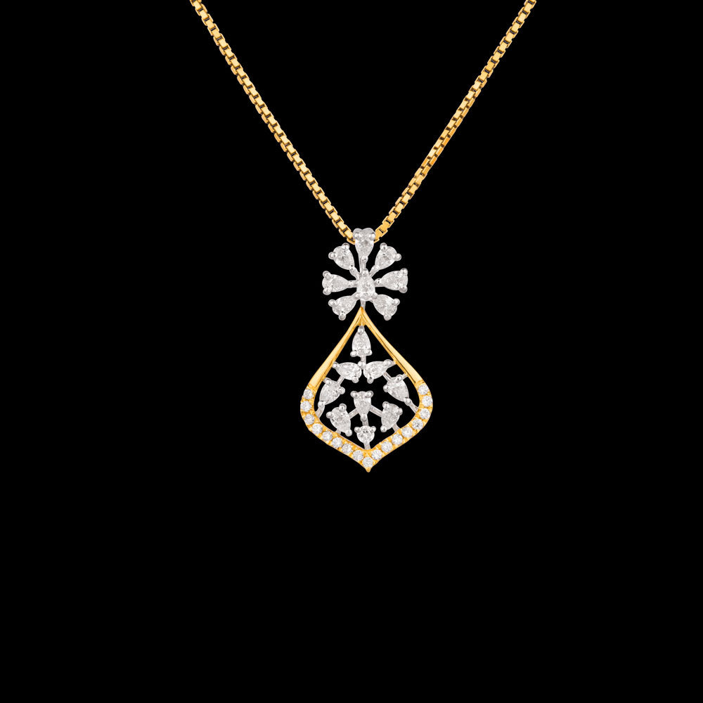 18K Two Tone Gold Diamond Pendant - 0.51ct VVS-EF