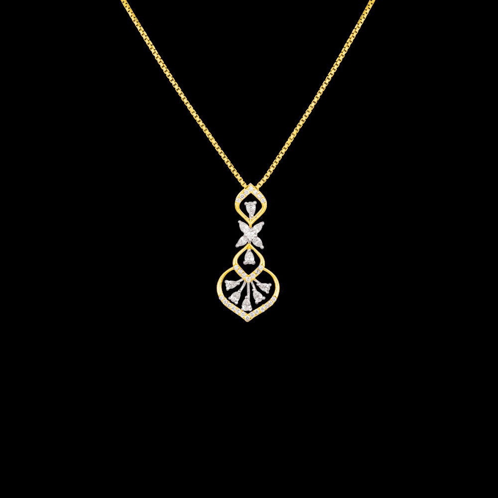 18K Two Tone Gold Diamond Pendant - 0.424ct VVS-EF