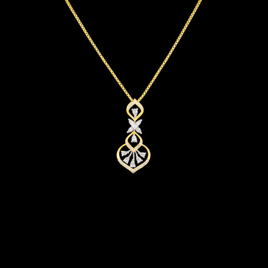 18K Two Tone Gold Diamond Pendant - 0.424ct VVS-EF