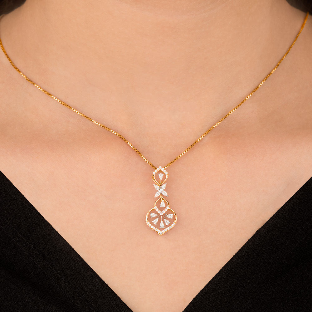 18K Two Tone Gold Diamond Pendant - 0.424ct VVS-EF