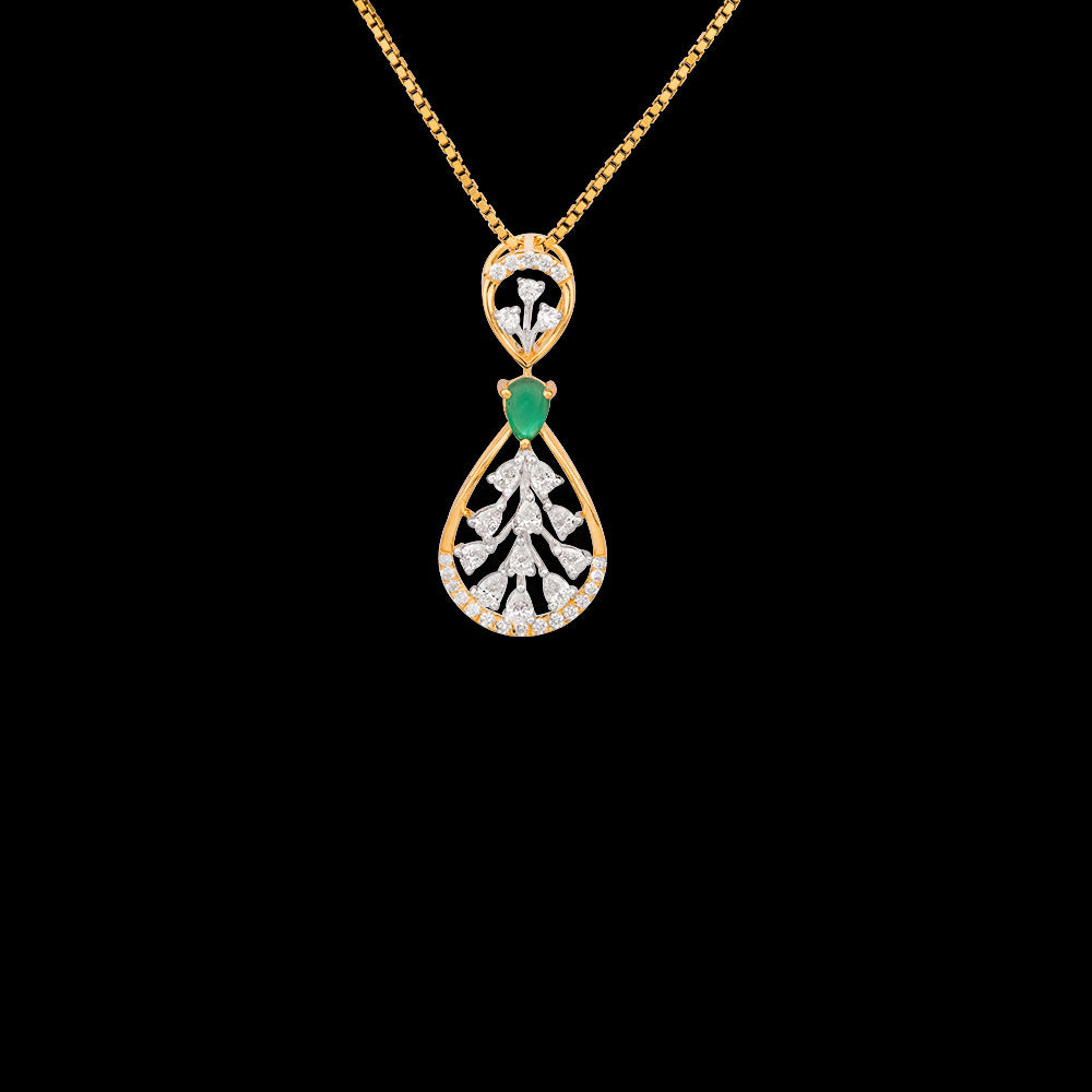 18K Two Tone Gold Diamond Pendant - 0.449ct VVS-EF with Colour Stones