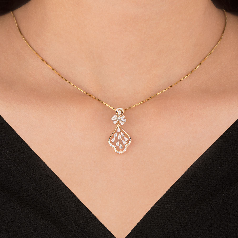 18K Two Tone Gold Diamond Pendant - 0.574ct VVS-EF
