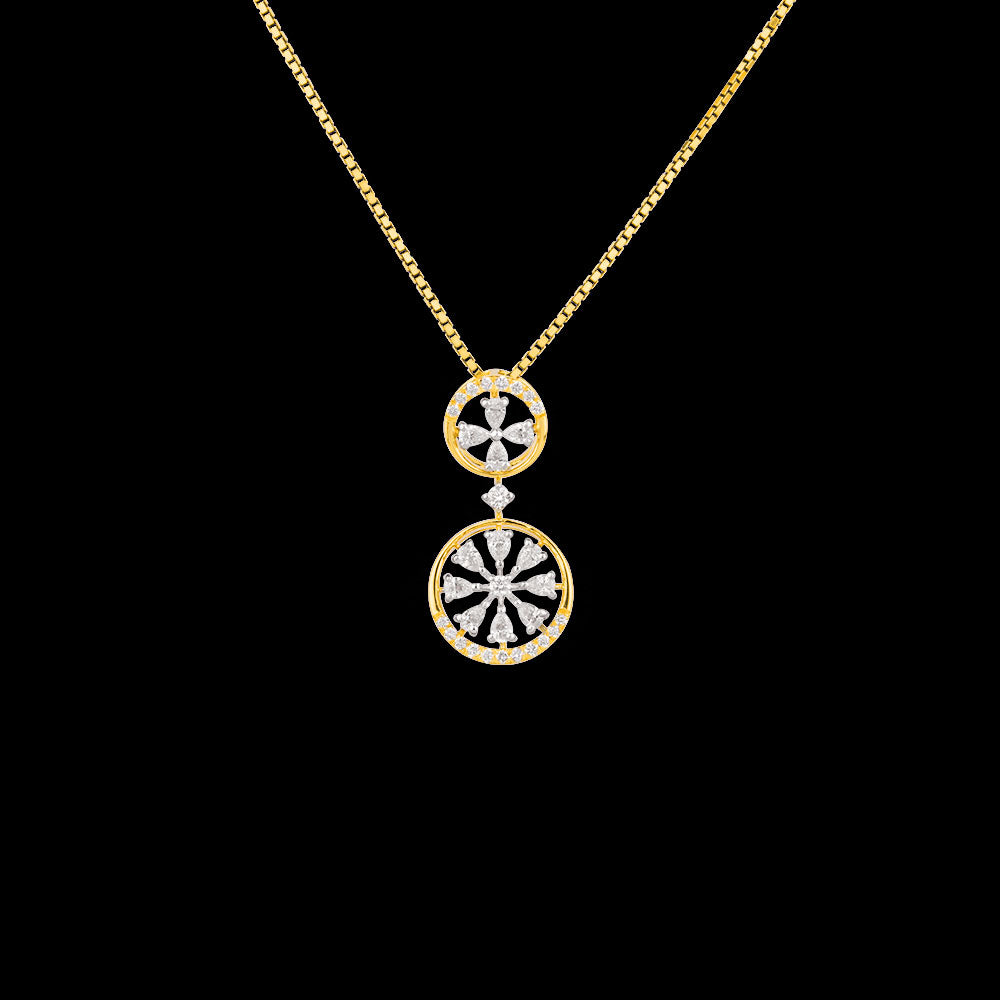 18K Two Tone Gold Diamond Pendant - 0.435ct VVS-EF