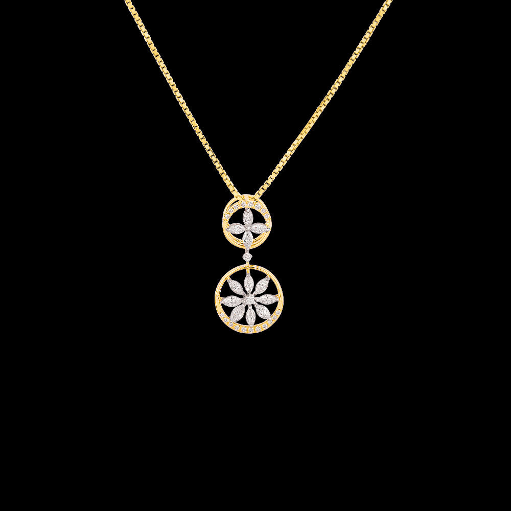 18K Two Tone Gold Diamond Pendant - 0.416ct VVS-VS-EF