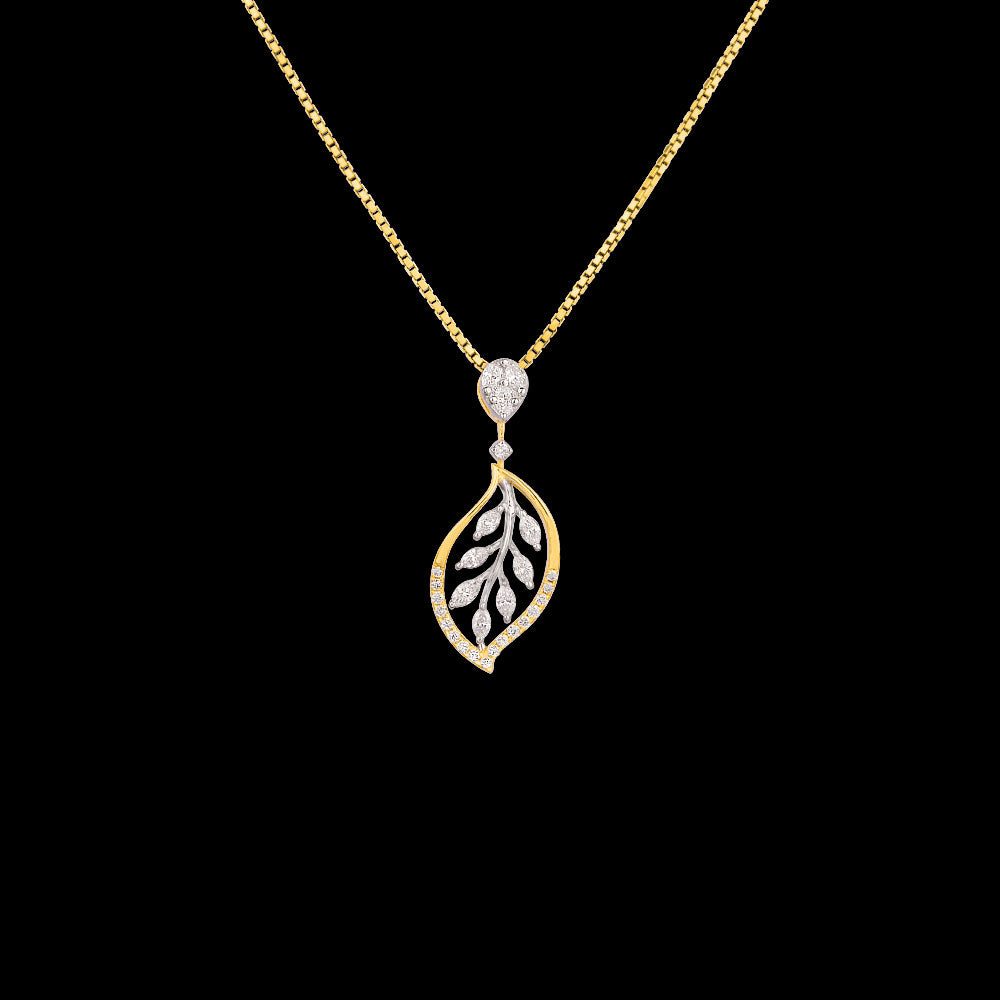 18K Two Tone Gold Diamond Pendant - 0.302ct VVS-EF