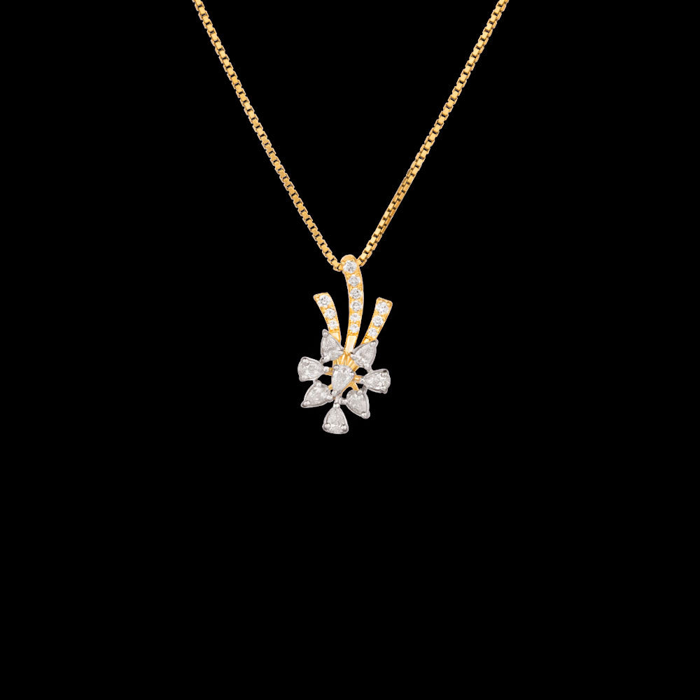 18K Two Tone Gold Diamond Pendant - 0.454ct VVS-EF