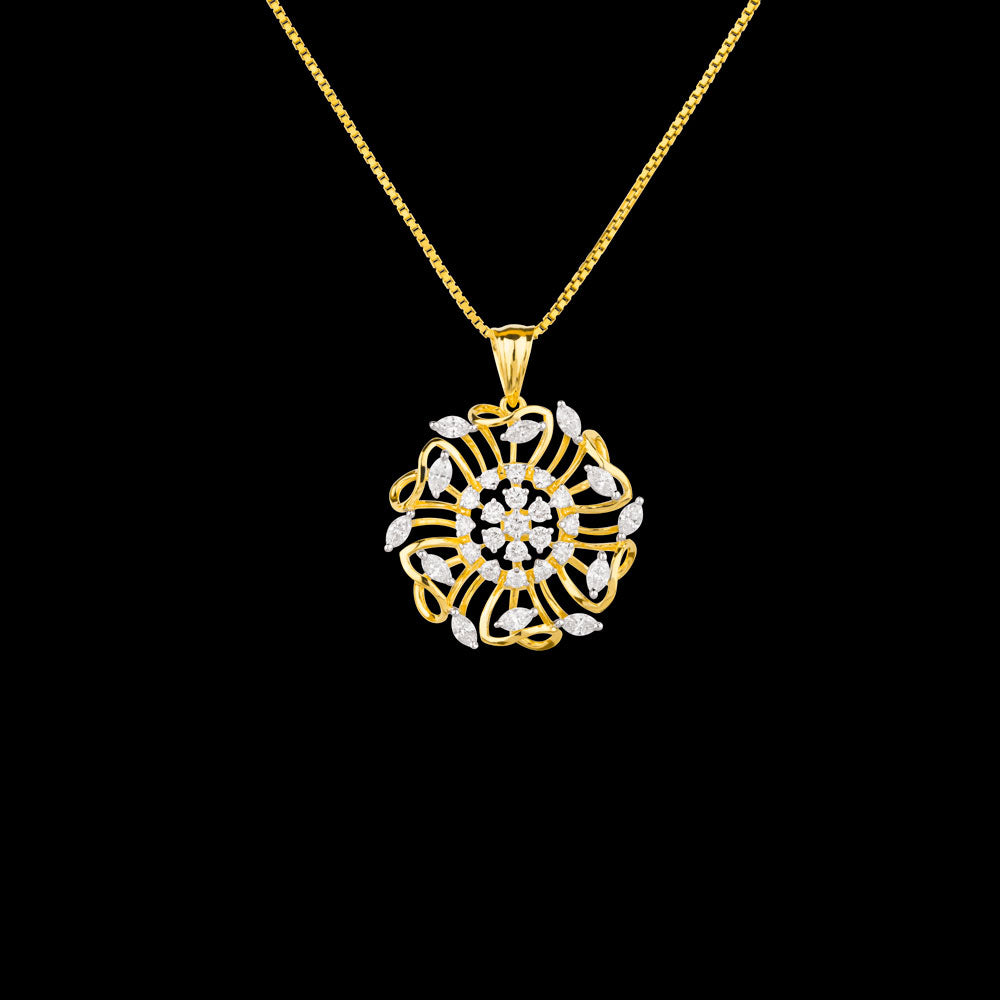 18K Two Tone Gold Diamond Pendant - 0.895ct VVS-EF