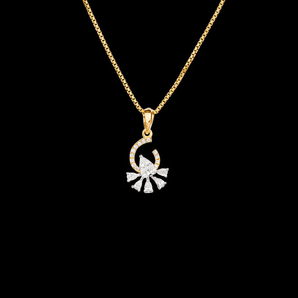 18K Two Tone Gold Diamond Pendant - 0.345ct VVS-EF