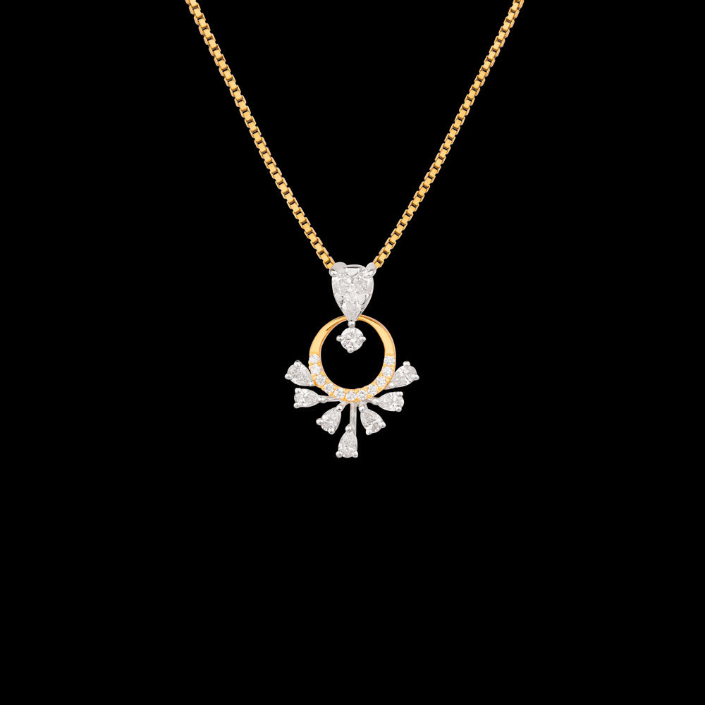 18K Two Tone Gold Diamond Pendant - 0.396ct VVS-EF
