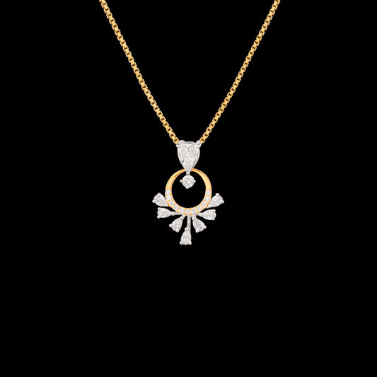 18K Two Tone Gold Diamond Pendant - 0.396ct VVS-EF