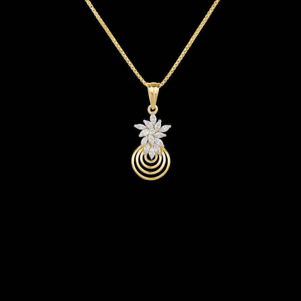 18K Two Tone Gold Diamond Pendant - 0.382ct VVS-EF