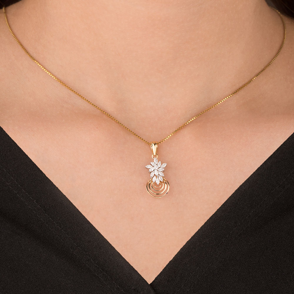 18K Two Tone Gold Diamond Pendant - 0.382ct VVS-EF