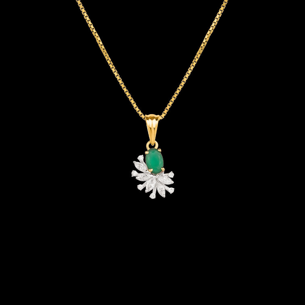 18K Two Tone Gold Diamond Pendant - 0.254ct VVS-VS-EF with Colour Stones