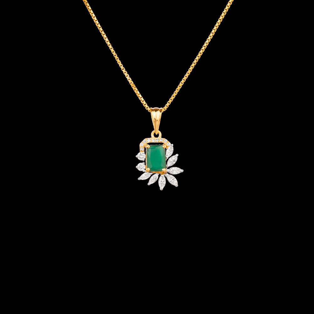 18K Two Tone Gold Diamond Pendant - 0.408ct VVS-EF with Colour Stones