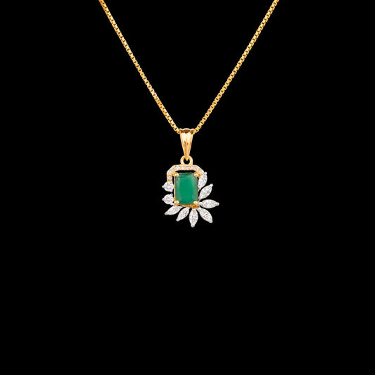 18K Two Tone Gold Diamond Pendant - 0.408ct VVS-EF with Colour Stones