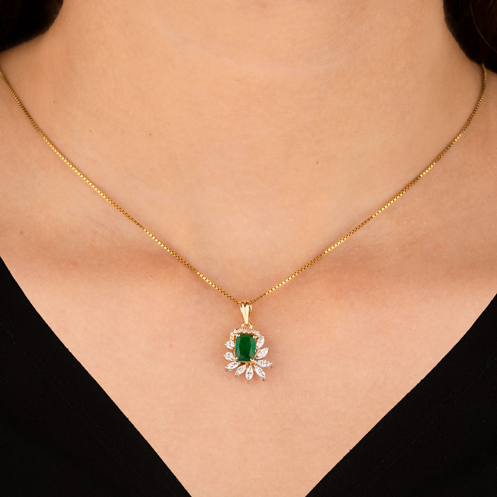 18K Two Tone Gold Diamond Pendant - 0.408ct VVS-EF with Colour Stones