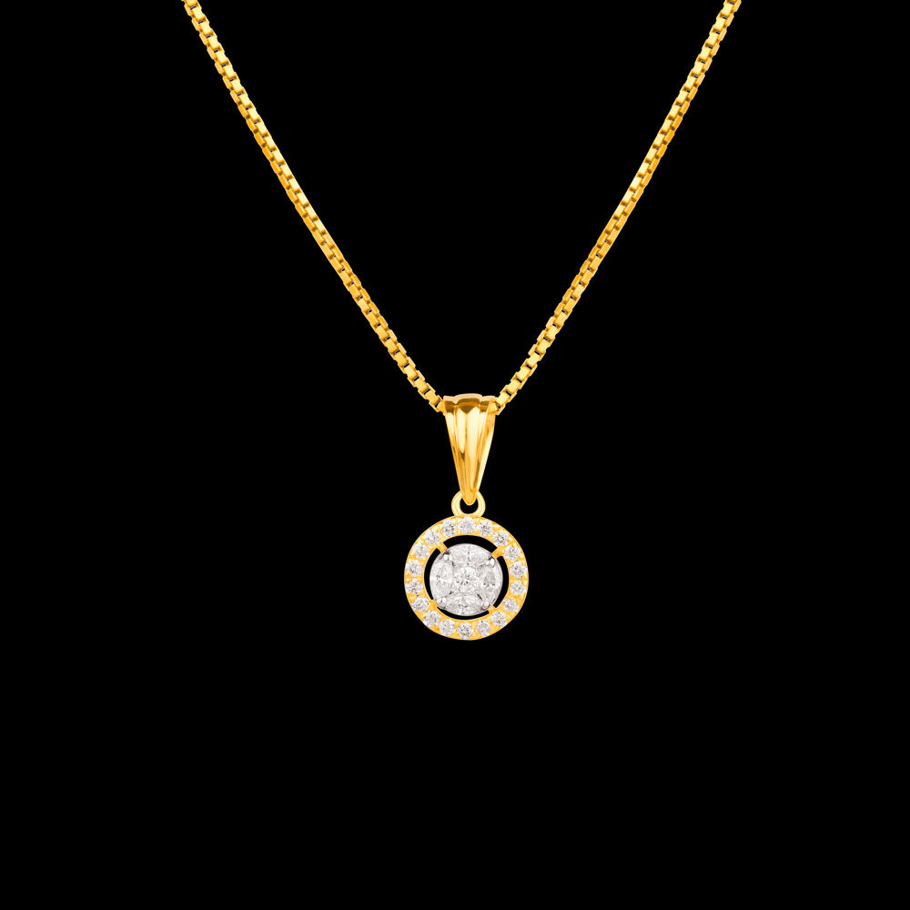18K Two Tone Gold Diamond Pendant - 0.196ct VVS-EF