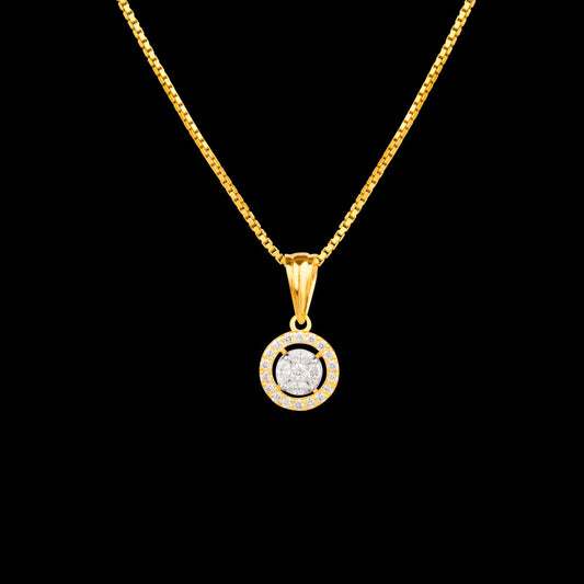 18K Two Tone Gold Diamond Pendant - 0.196ct VVS-EF