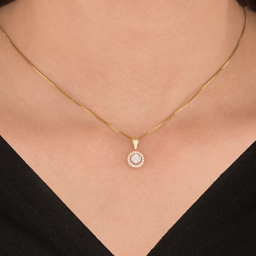 18K Two Tone Gold Diamond Pendant - 0.196ct VVS-EF