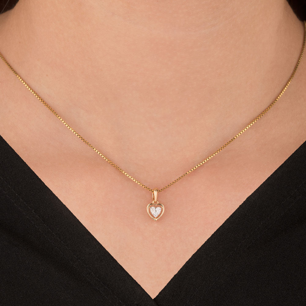 18K Two Tone Gold Diamond Pendant - 0.073ct VVS-EF