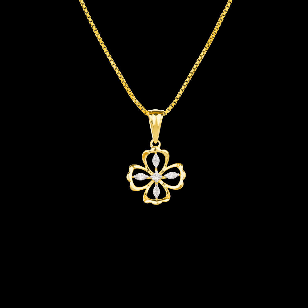18K Two Tone Gold Diamond Pendant - 0.1ct VVS-EF