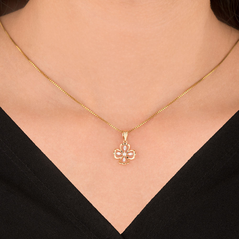 18K Two Tone Gold Diamond Pendant - 0.1ct VVS-EF