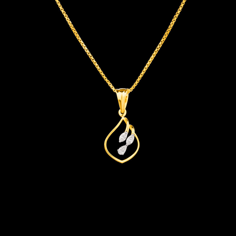 18K Two Tone Gold Diamond Pendant - 0.12ct VVS-EF
