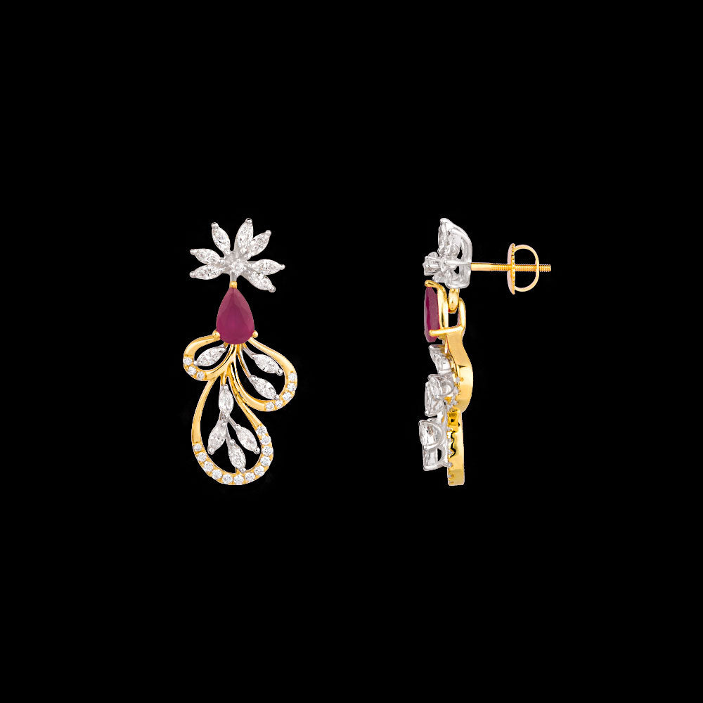18K Two Tone Gold Diamond Jewellery - 0.821ct VVS-VS-EF with Colour Stones