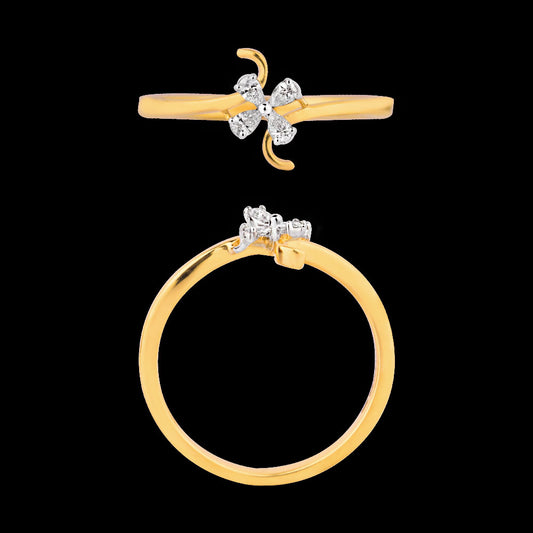 18K Two Tone Gold Diamond Ring - 0.105ct VVS-EF