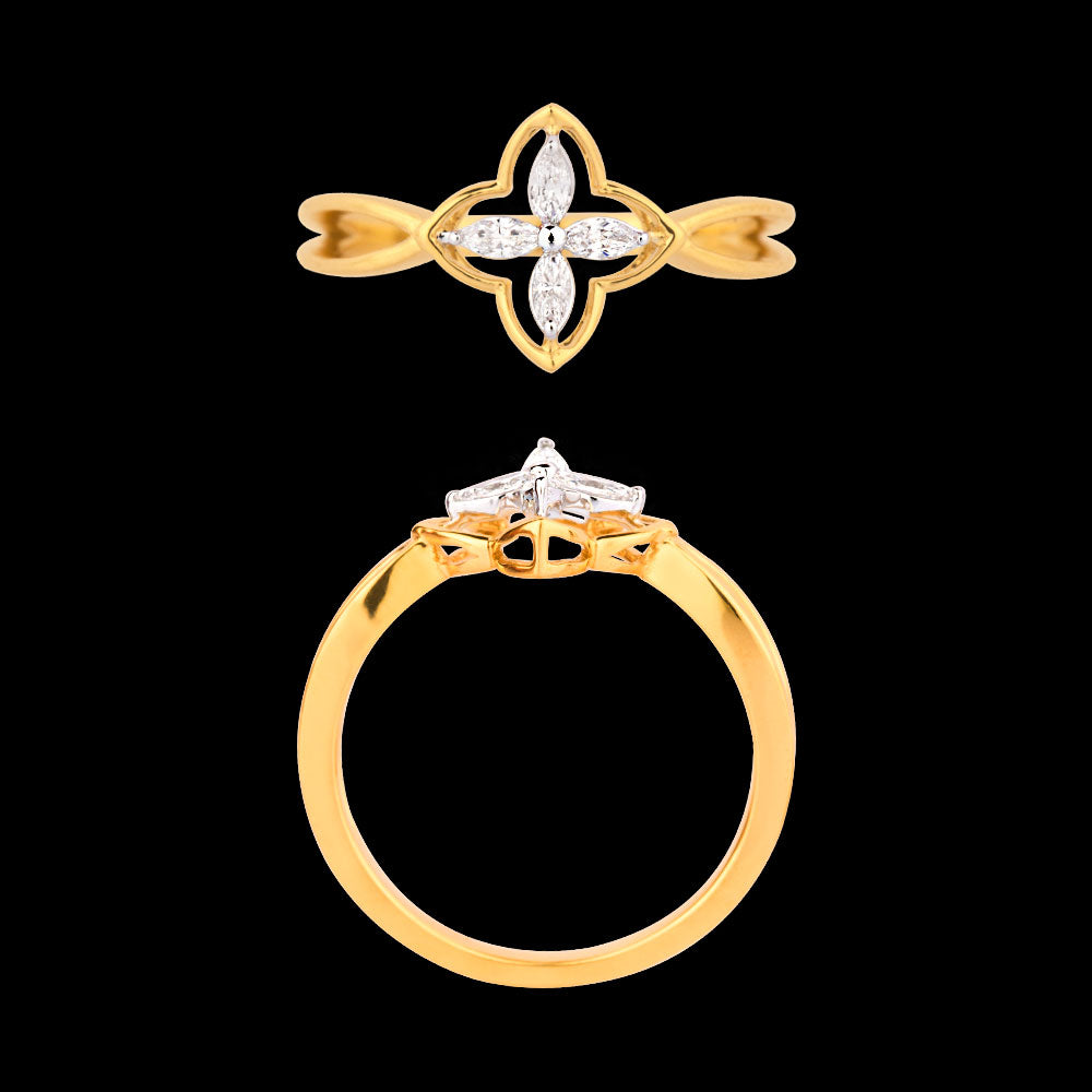 18K Two Tone Gold Diamond Ring - 0.145ct VVS-EF