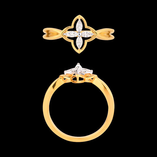 18K Two Tone Gold Diamond Ring - 0.145ct VVS-EF