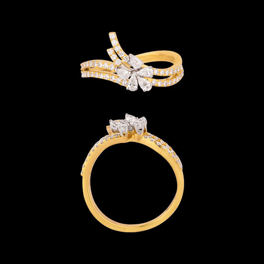 18K Two Tone Gold Diamond Ring - 0.38ct VVS-EF