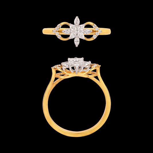 18K Two Tone Gold Diamond Ring - 0.219ct VVS-EF