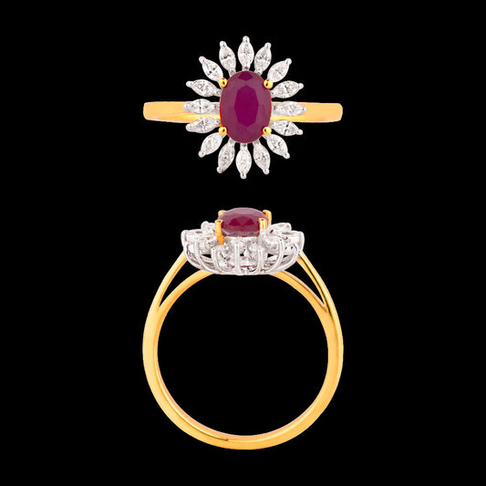 18K Two Tone Gold Diamond Ring - 0.356ct VVS-EF with Colour Stones