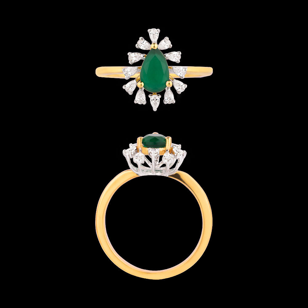 18K Two Tone Gold Diamond Ring - 0.288ct VVS-EF with Colour Stones