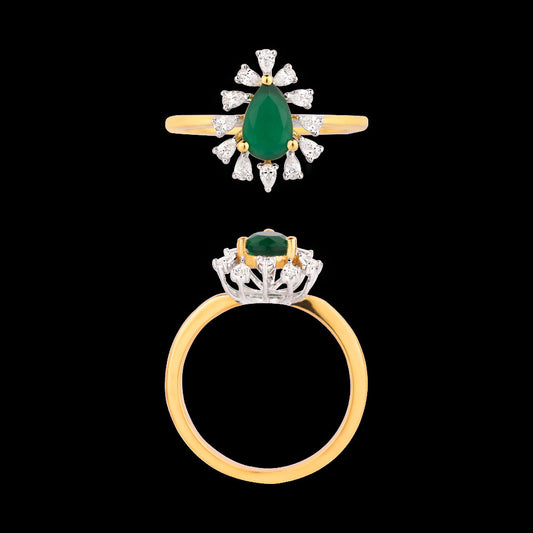 18K Two Tone Gold Diamond Ring - 0.288ct VVS-EF with Colour Stones