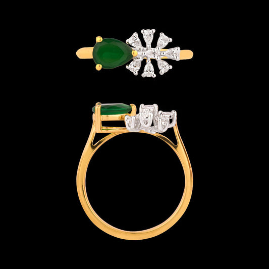 18K Two Tone Gold Diamond Ring - 0.218ct VVS-EF with Colour Stones