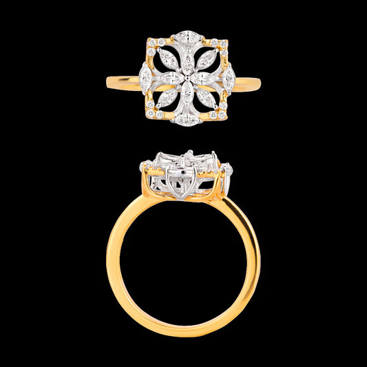 18K Two Tone Gold Diamond Ring - 0.455ct VVS-EF