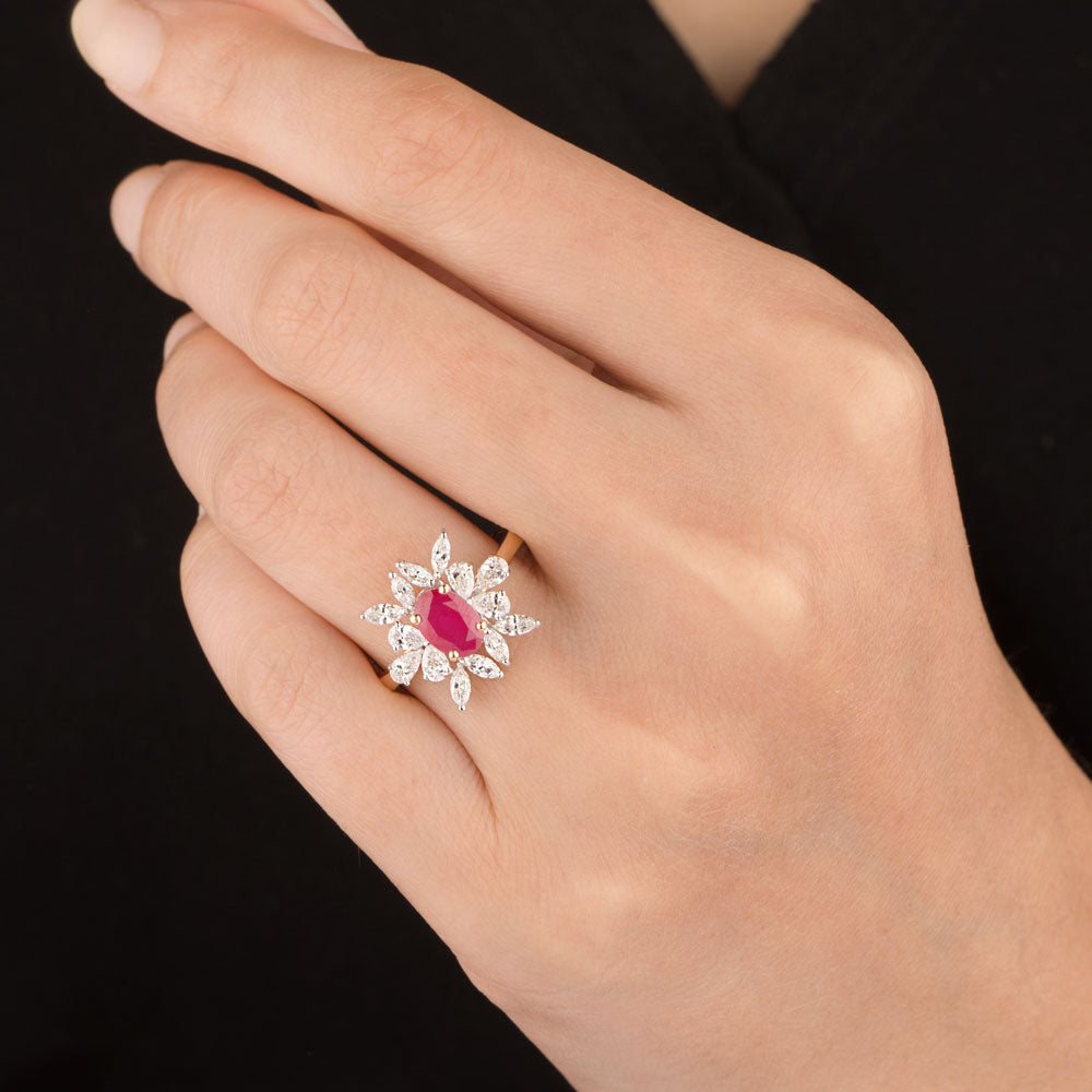 18K Two Tone Gold Diamond Ring - 0.828ct VVS-VS-EF with Colour Stones