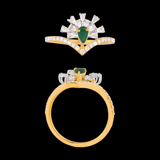 18K Two Tone Gold Diamond Ring - 0.442ct VVS-EF with Colour Stones