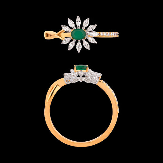 18K Two Tone Gold Diamond Ring - 0.276ct VVS-EF with Colour Stones