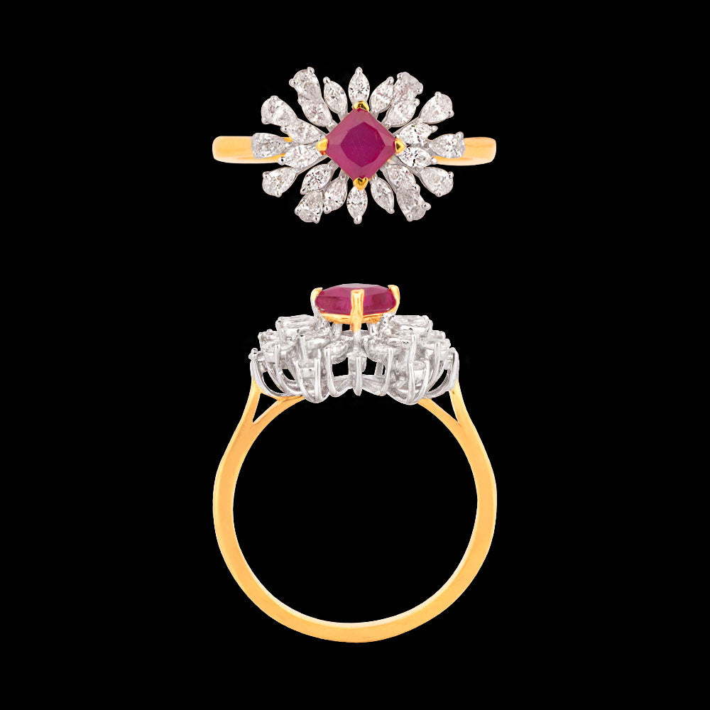 18K Two Tone Gold Diamond Ring - 0.512ct VVS-EF with Colour Stones
