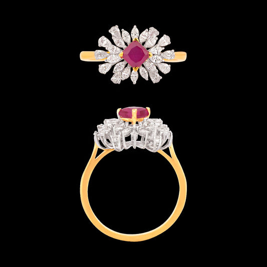 18K Two Tone Gold Diamond Ring - 0.512ct VVS-EF with Colour Stones