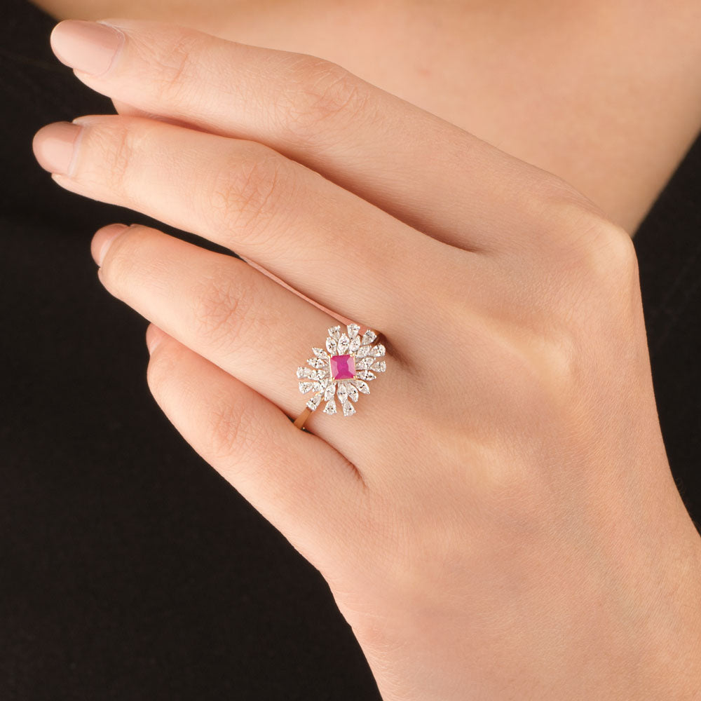 18K Two Tone Gold Diamond Ring - 0.512ct VVS-EF with Colour Stones