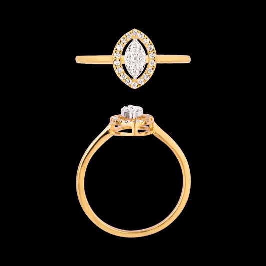 18K Two Tone Gold Diamond Ring - 0.186ct VVS-EF