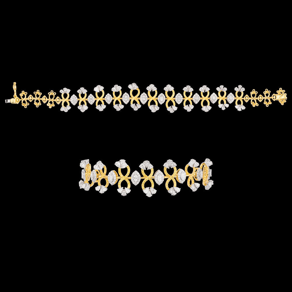 18K Two Tone Gold Diamond Bracelet - 4.721ct VVS-VS-EF with Colour Stones