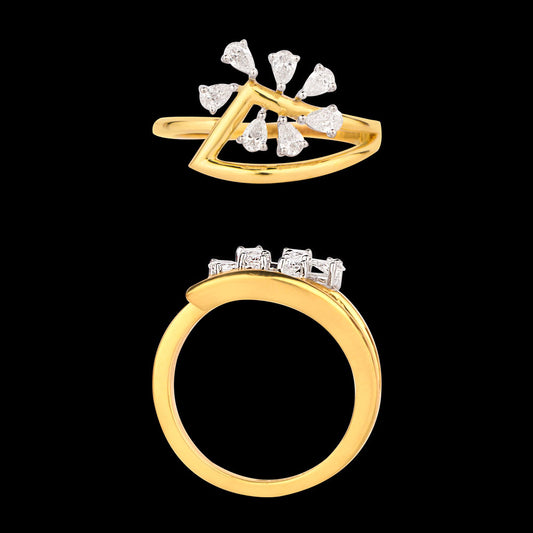 18K Two Tone Gold Diamond Ring - 0.36ct VVS-VS-EF