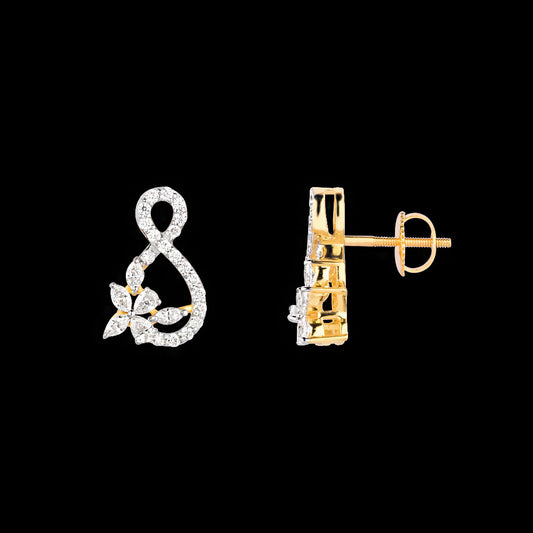 18K Yellow Gold Diamond Earrings - 0.521ct VVS-VS-EF