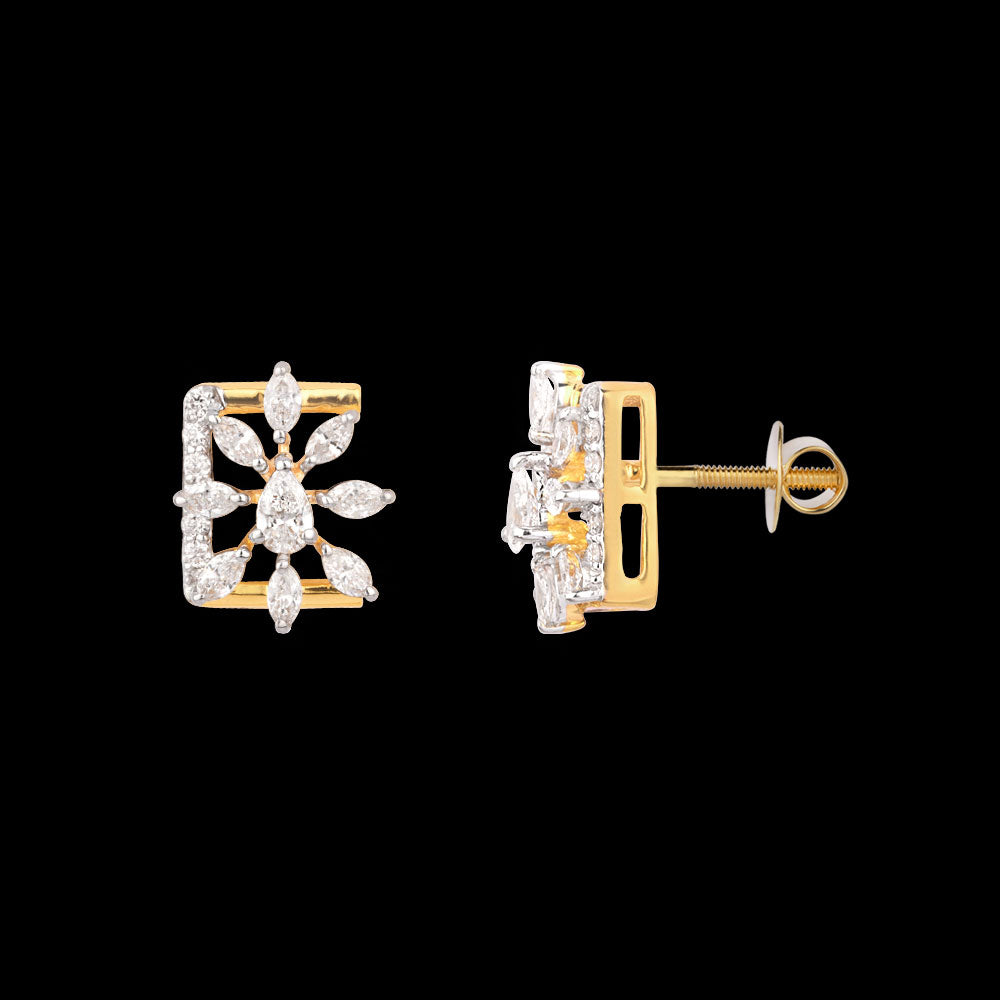 18K Two Tone Gold Diamond Earrings - 0.569ct VVS-VS-EF