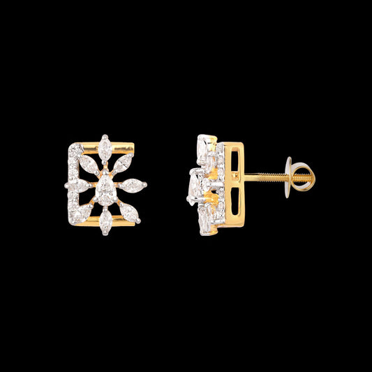 18K Two Tone Gold Diamond Earrings - 0.569ct VVS-VS-EF